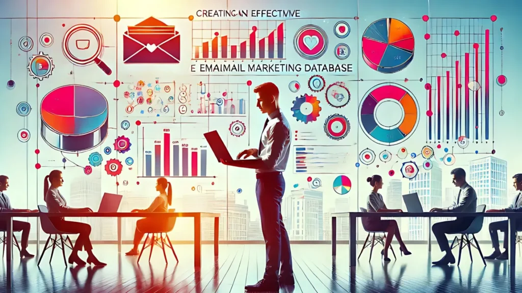 Una fotografía horizontal de un profesional observando gráficos y datos en la pantalla de una laptop, en una oficina moderna con colores vibrantes. La imagen representa el análisis de los beneficios de campañas de email marketing, destacando el crecimiento y éxito empresarial.