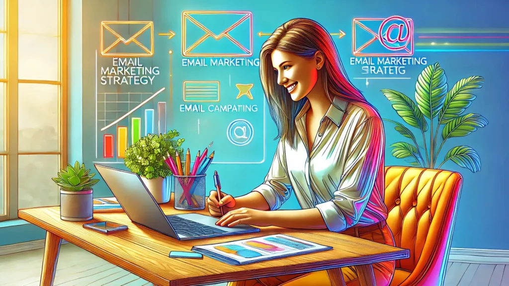 Un profesional sentado en un escritorio, tomando notas mientras desarrolla una estrategia de email marketing.