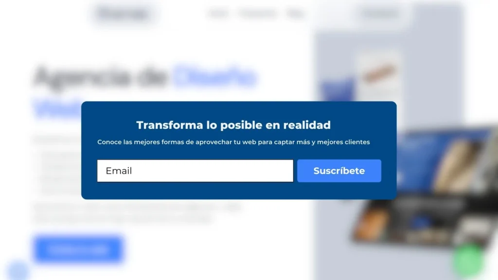 Se muestra un pop-up invitando al visitante de una web a suscribirse a un newsletter para integrarlo a embudos de ventas